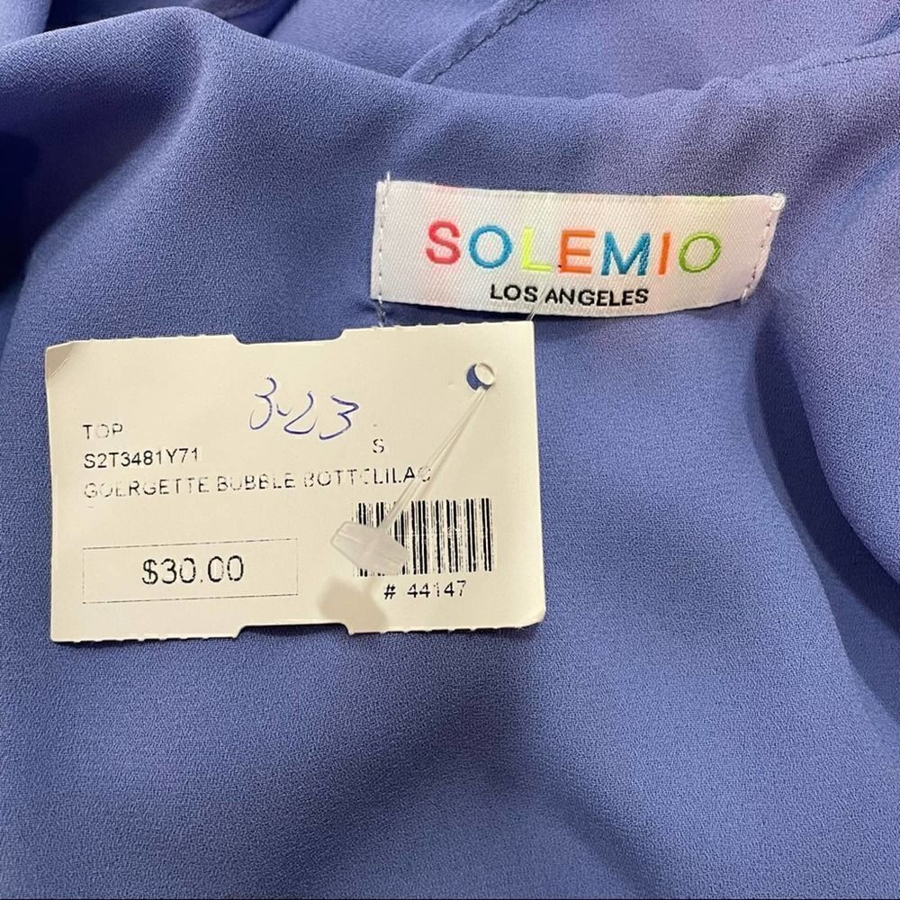 Solemio Los Angeles Georgette Blue Sleeveless Blouse Small - Picture 8 of 10